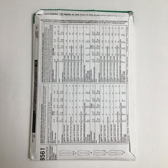 Simplicity Sewing Pattern 8561 Leggings Dance Yoga Seam Variations XS-XL NEW FF - Picture 2 of 3